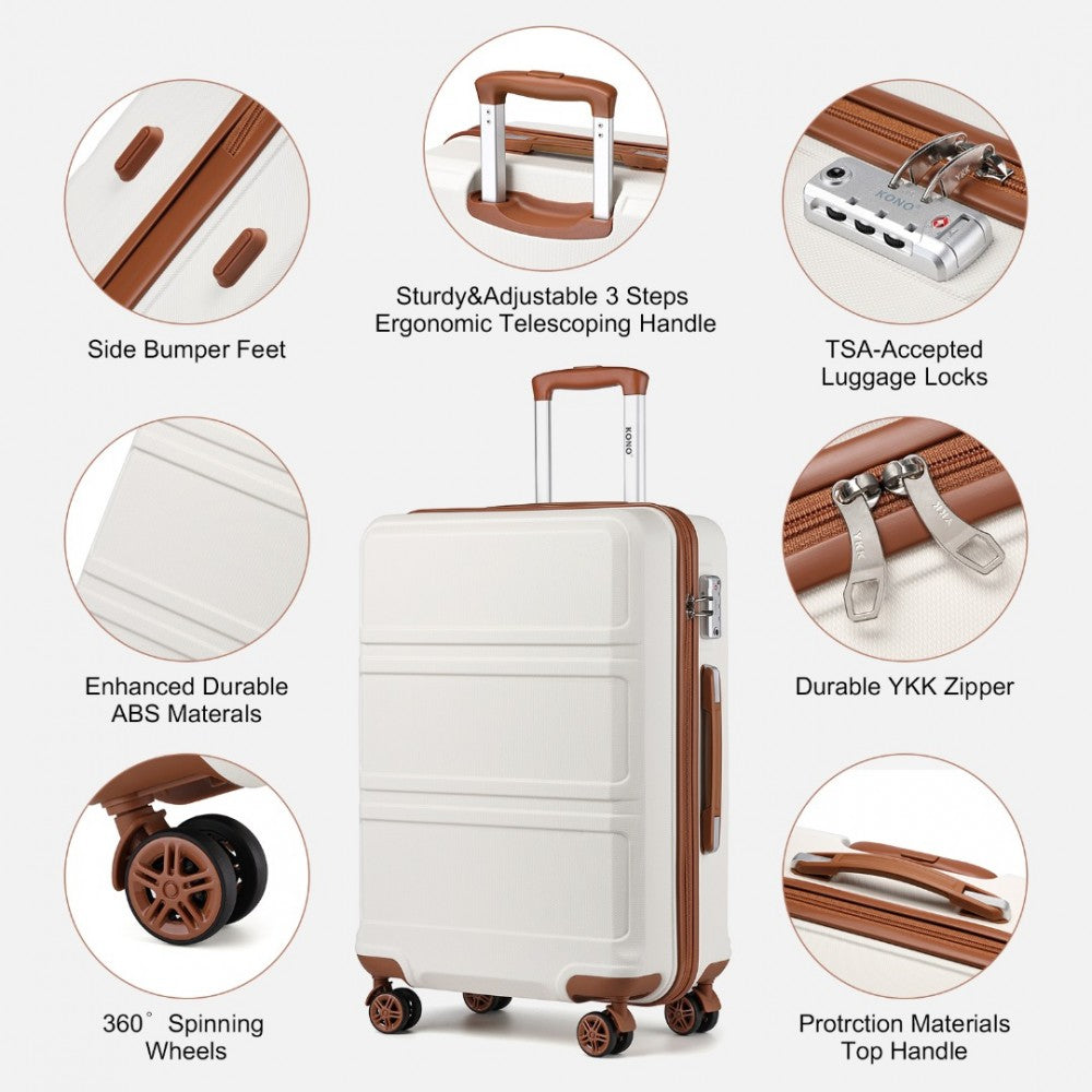 Kono 6 Piece ABS Suitcase Set With 4 Wheel Design Including Vanity Case, Weekend Bag And Toiletry Bag