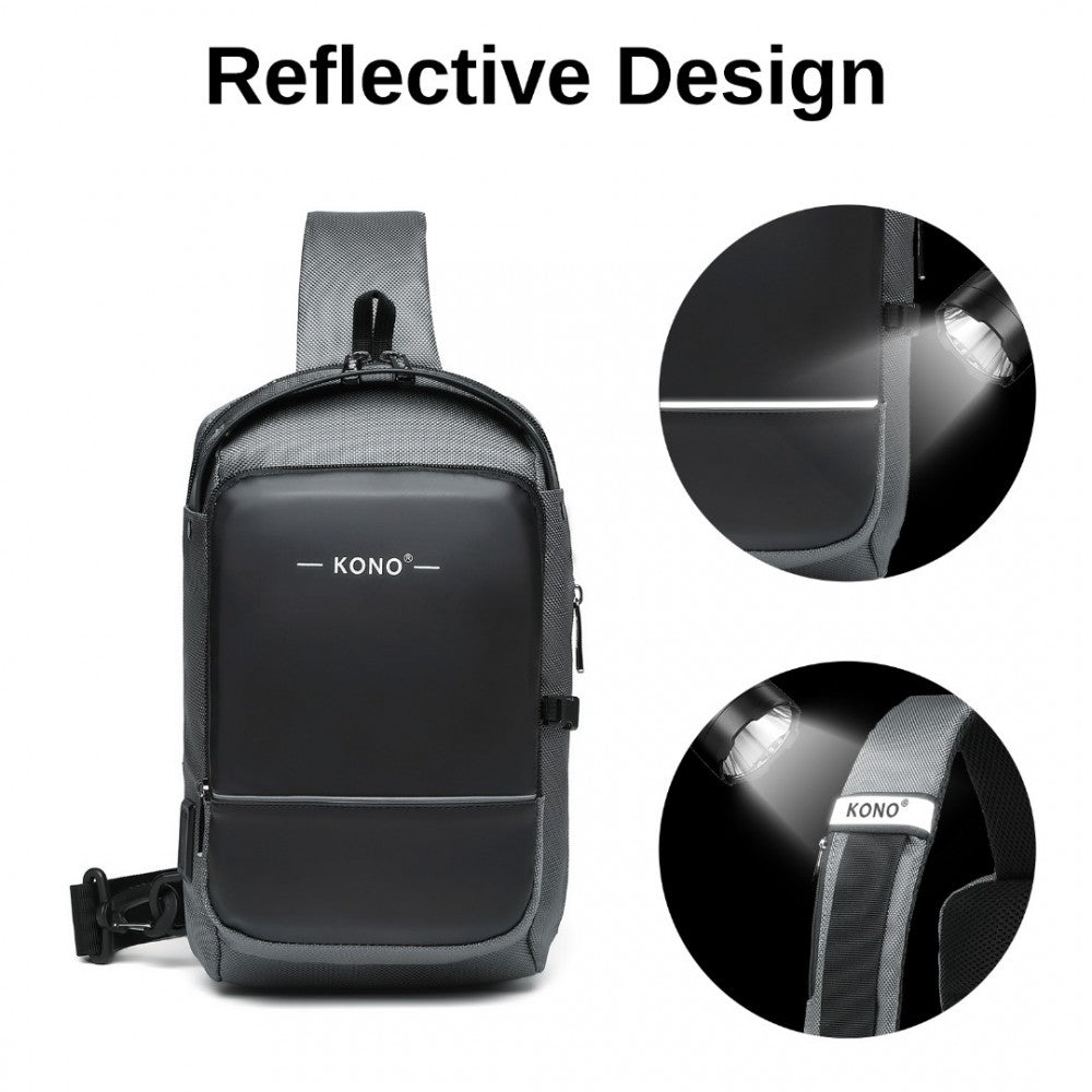 Kono Smart Sling Chest Bag With USB Charging Port Lightweight Single Strap Crossbody Backpack For Daily Use Ideal For Men And Woman