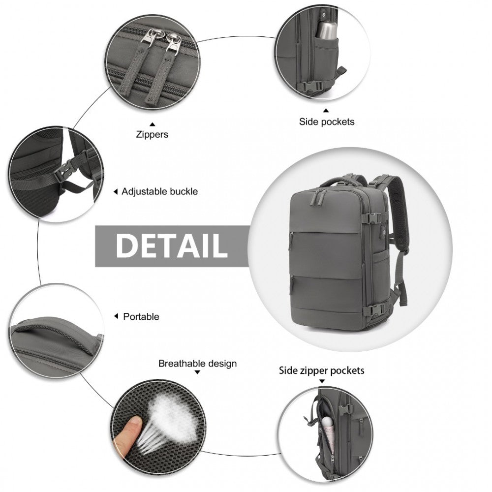 Kono Multi Functional Breathable Travel Backpack With USB Charging Port And Separate Shoe Compartment