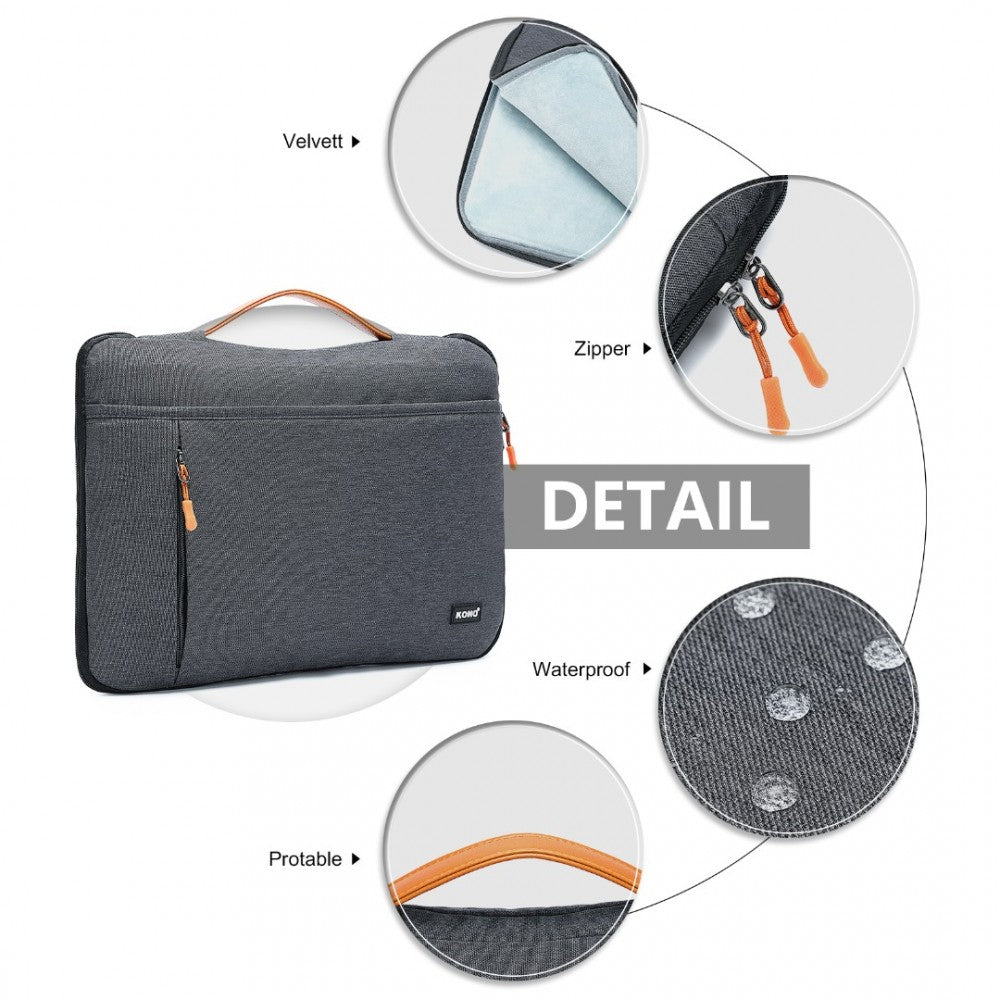 Kono Streamline Water Resistant Large Laptop Sleeve With Velvety Interior