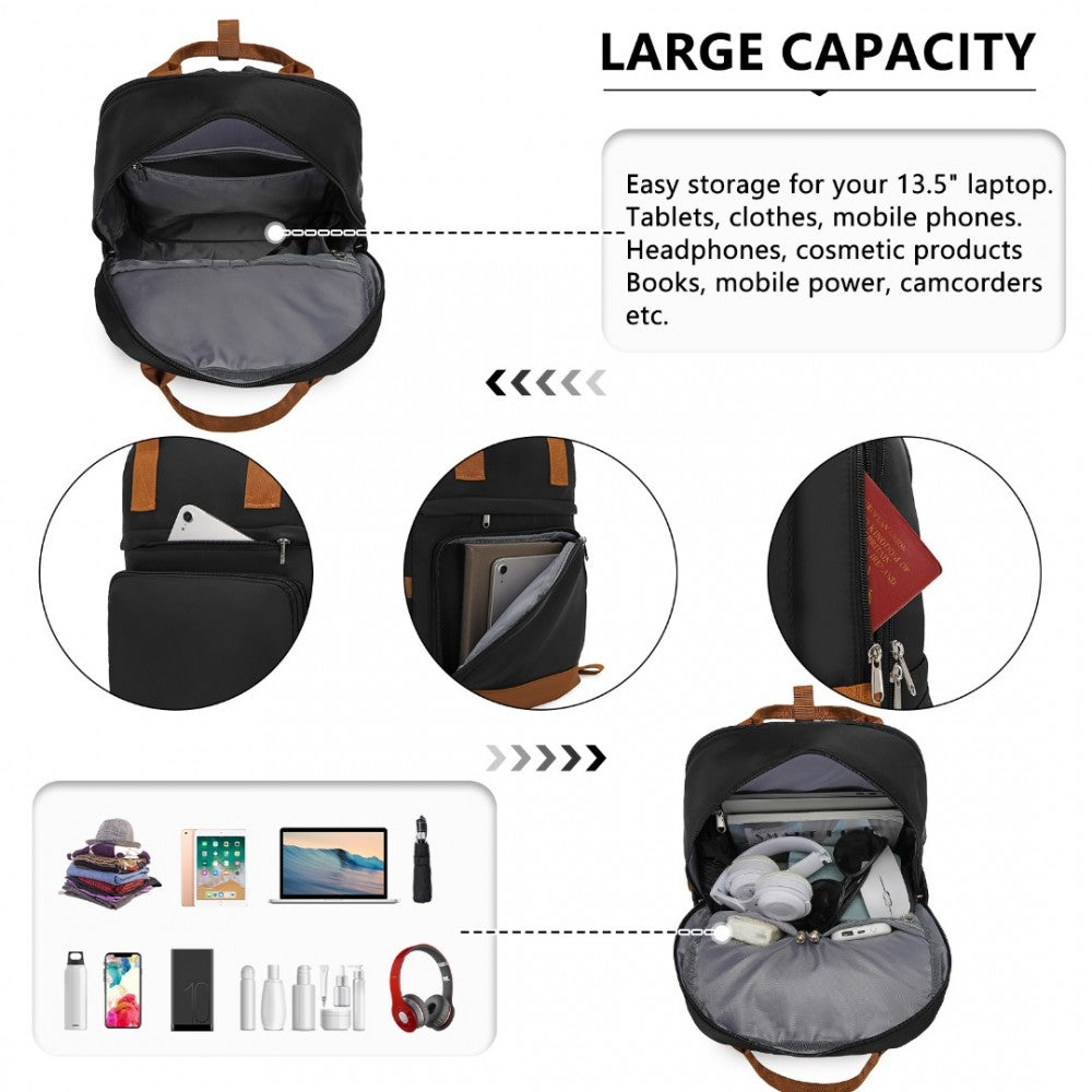 Kono Multi Compartment Laptop Backpack With Type-C Charging Port And Small Pouch