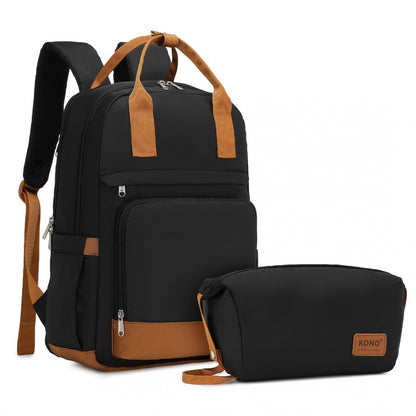 Kono Multi Compartment Laptop Backpack With Type-C Charging Port And Small Pouch