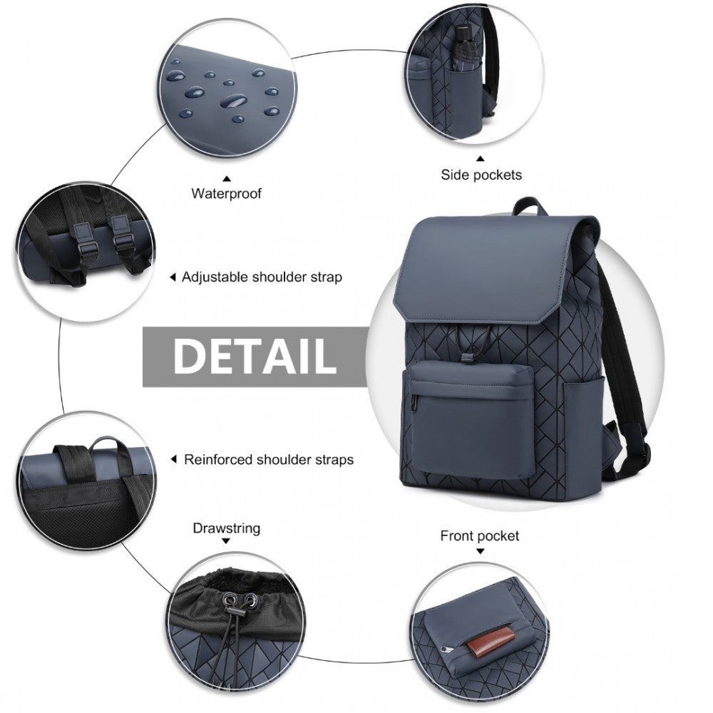 Kono Water Resistant Urban Geometric Backpack With Laptop Compartment