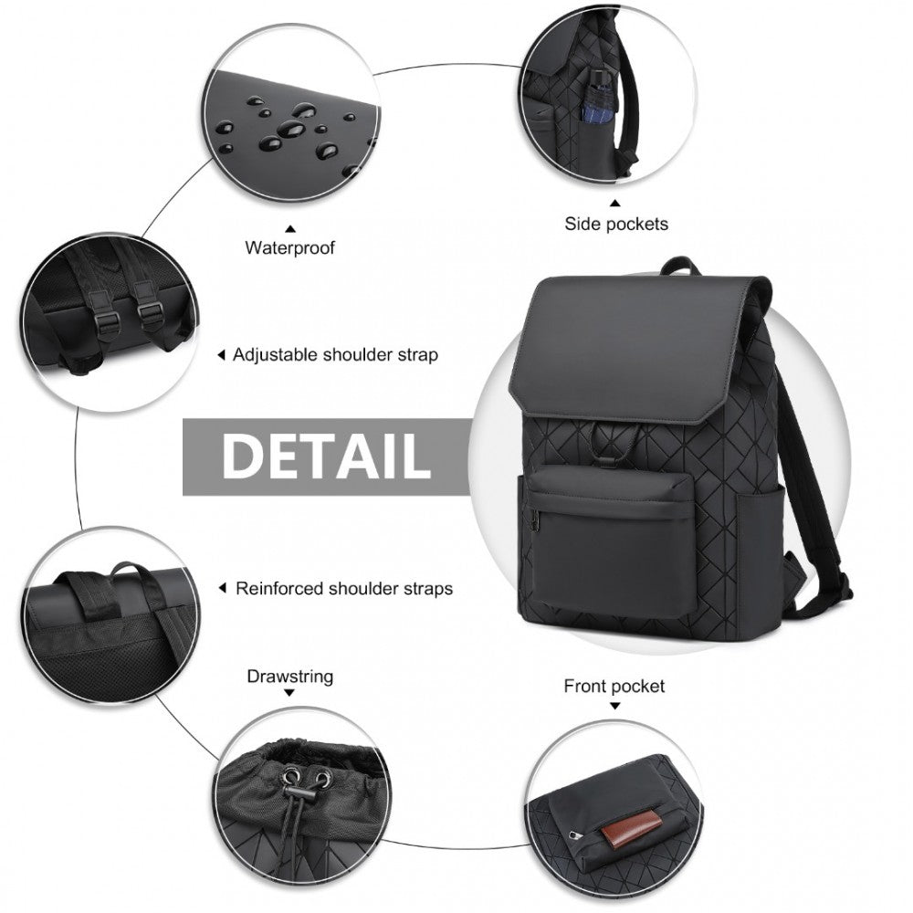 Kono Water Resistant Urban Geometric Backpack With Laptop Compartment