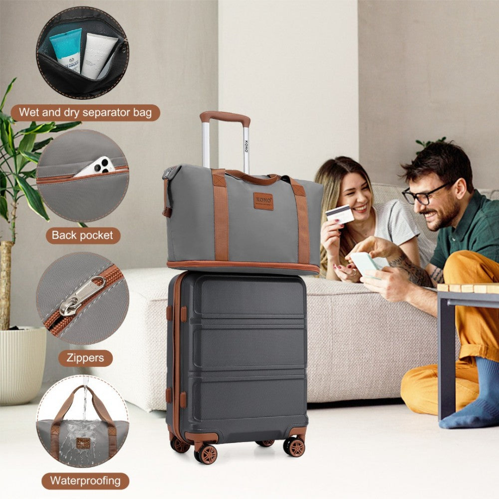 Kono 6 Piece ABS Suitcase Set With 4 Wheel Design Including Vanity Case, Weekend Bag And Toiletry Bag