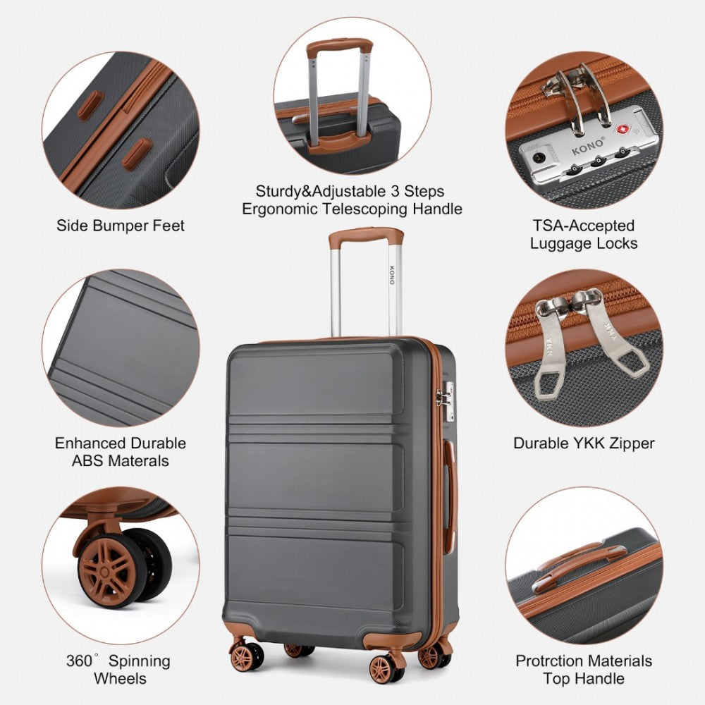 Kono 6 Piece ABS Suitcase Set With 4 Wheel Design Including Vanity Case, Weekend Bag And Toiletry Bag