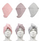 3 Pack Absorbent Microfibre Wavey Stripe Hair Turban With Button