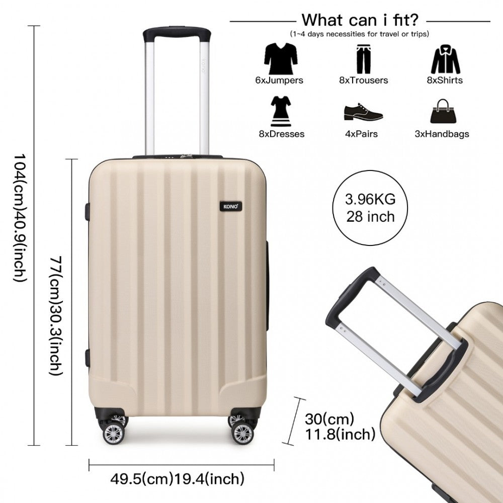 Kono 28 Inch ABS Hardshell Suitcase With Vertical Stripes