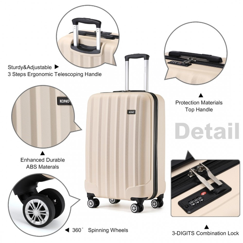 Kono 19 Inch Cabin Size ABS Hardshell Suitcase With Vertical Stripes