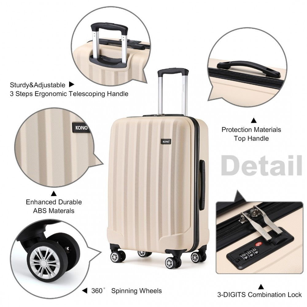 Kono 24 Inch ABS Hardshell Suitcase With Vertical Stripes