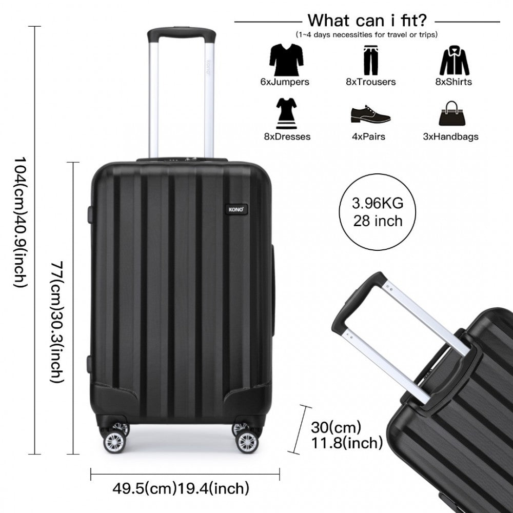 Kono 28 Inch ABS Hardshell Suitcase With Vertical Stripes