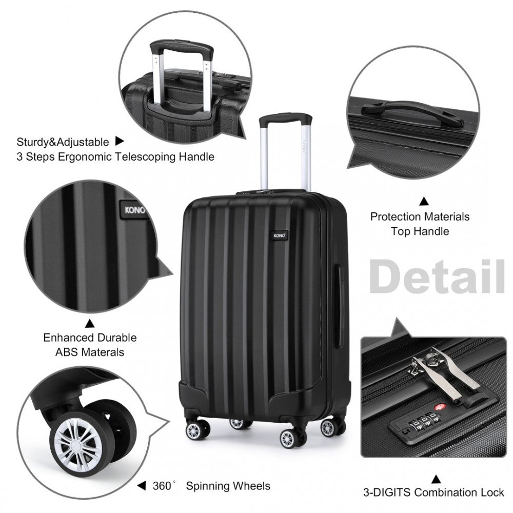 Kono 24 Inch ABS Hardshell Suitcase With Vertical Stripes