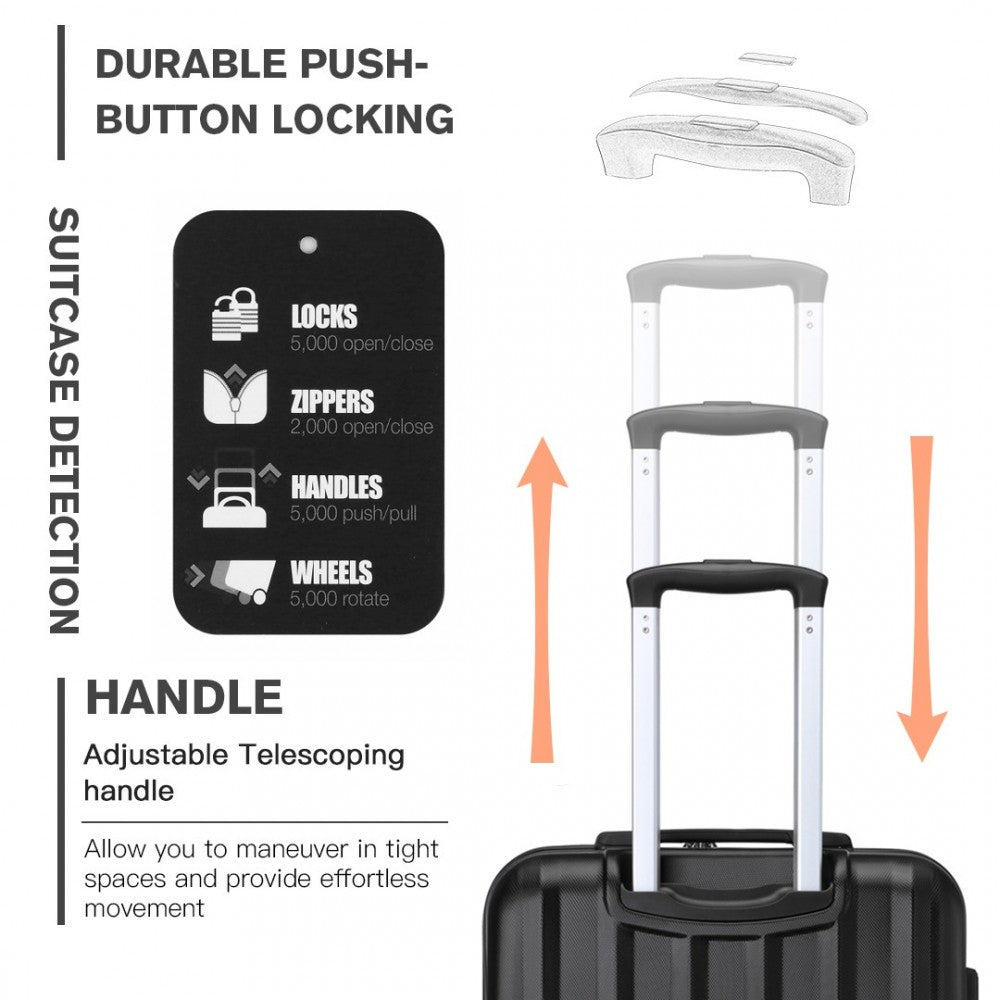 Kono 24 Inch ABS Hardshell Suitcase With Vertical Stripes