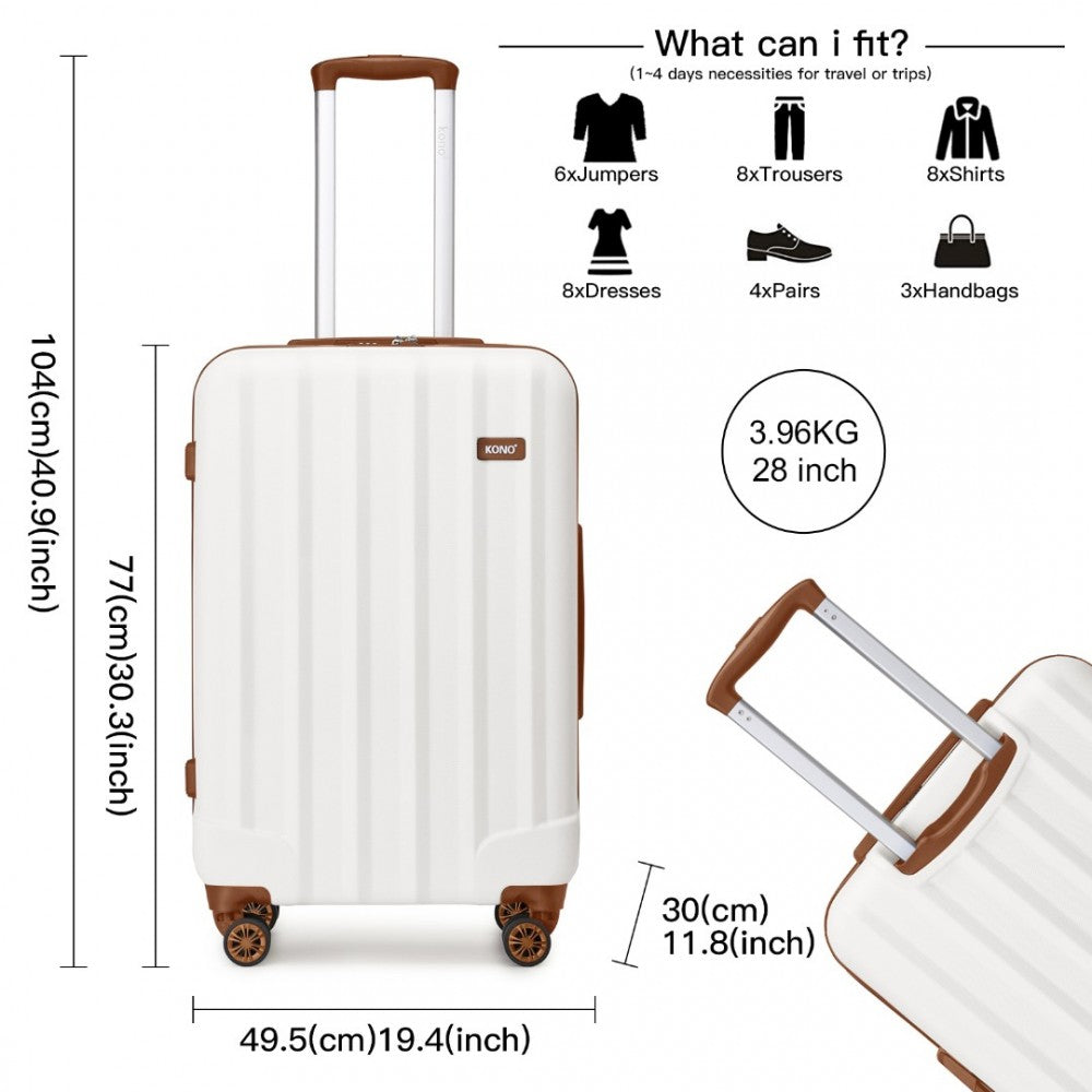 Kono 28 Inch ABS Hardshell Suitcase With Vertical Stripes