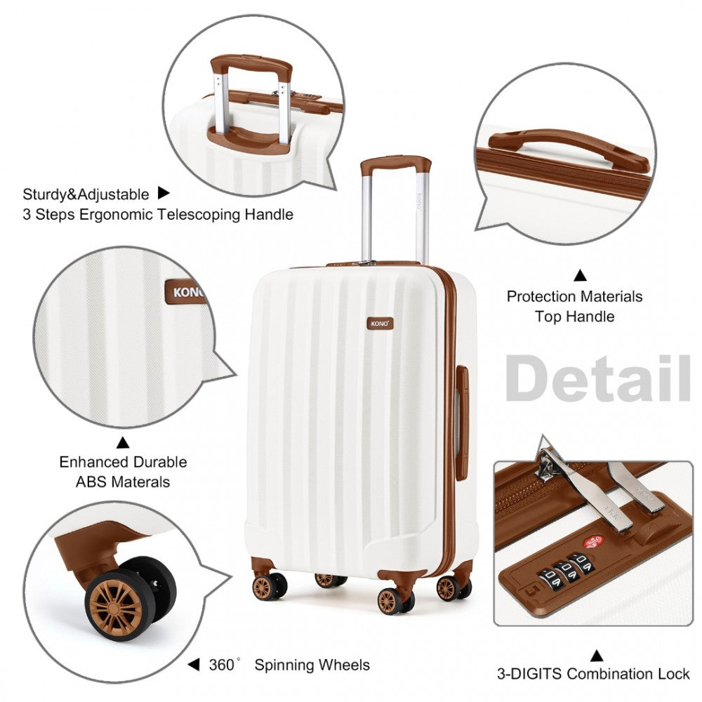 Kono 28 Inch ABS Hardshell Suitcase With Vertical Stripes