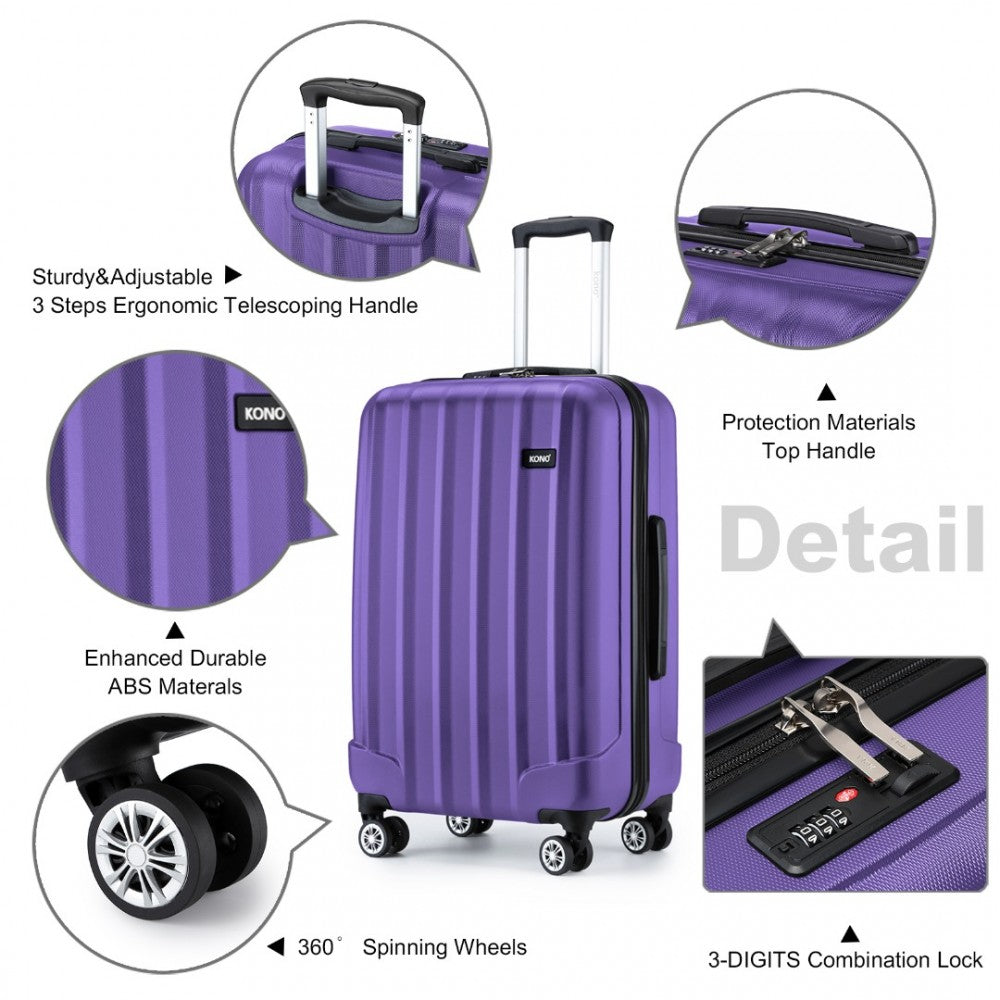 Kono 24 Inch ABS Hardshell Suitcase With Vertical Stripes