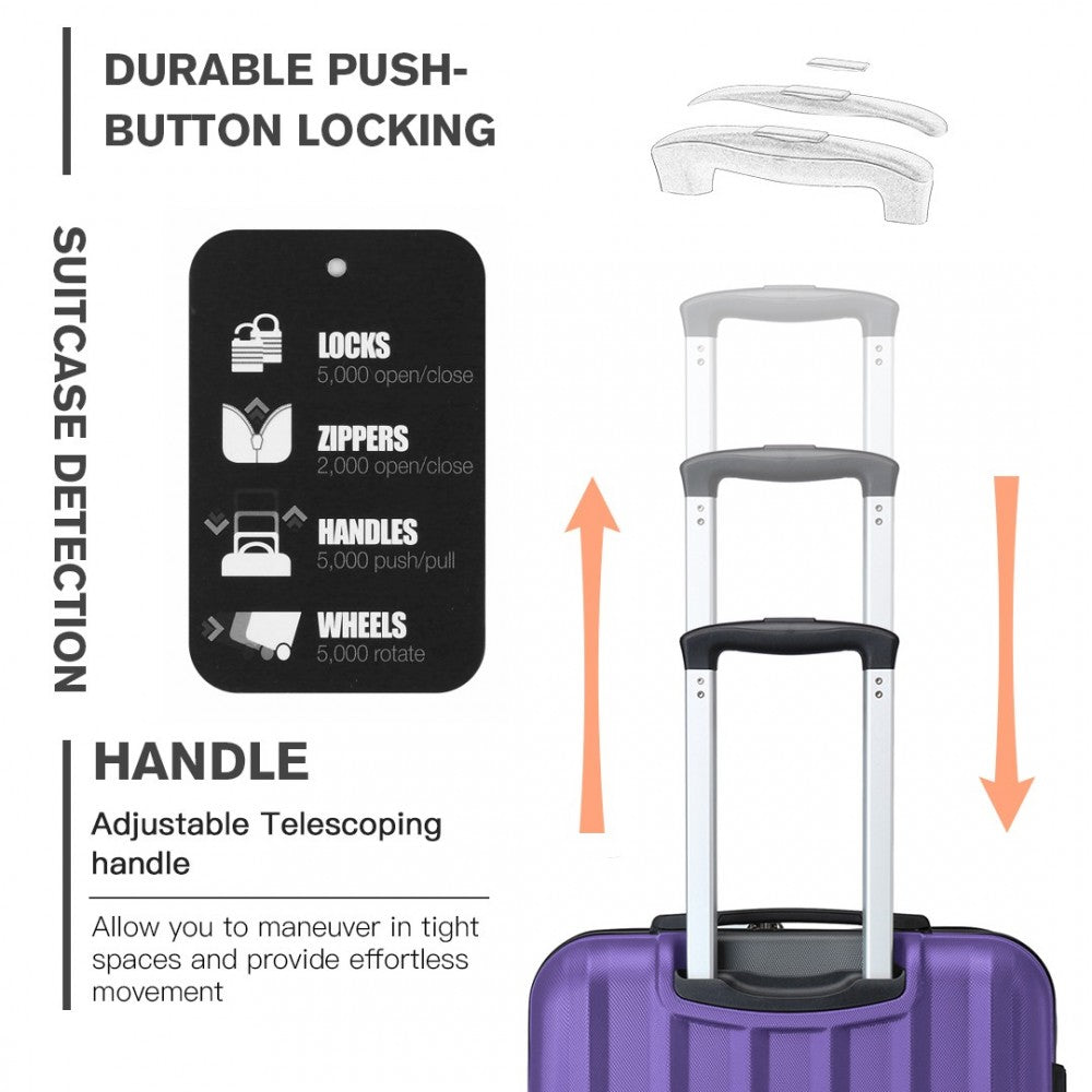 Kono 24 Inch ABS Hardshell Suitcase With Vertical Stripes