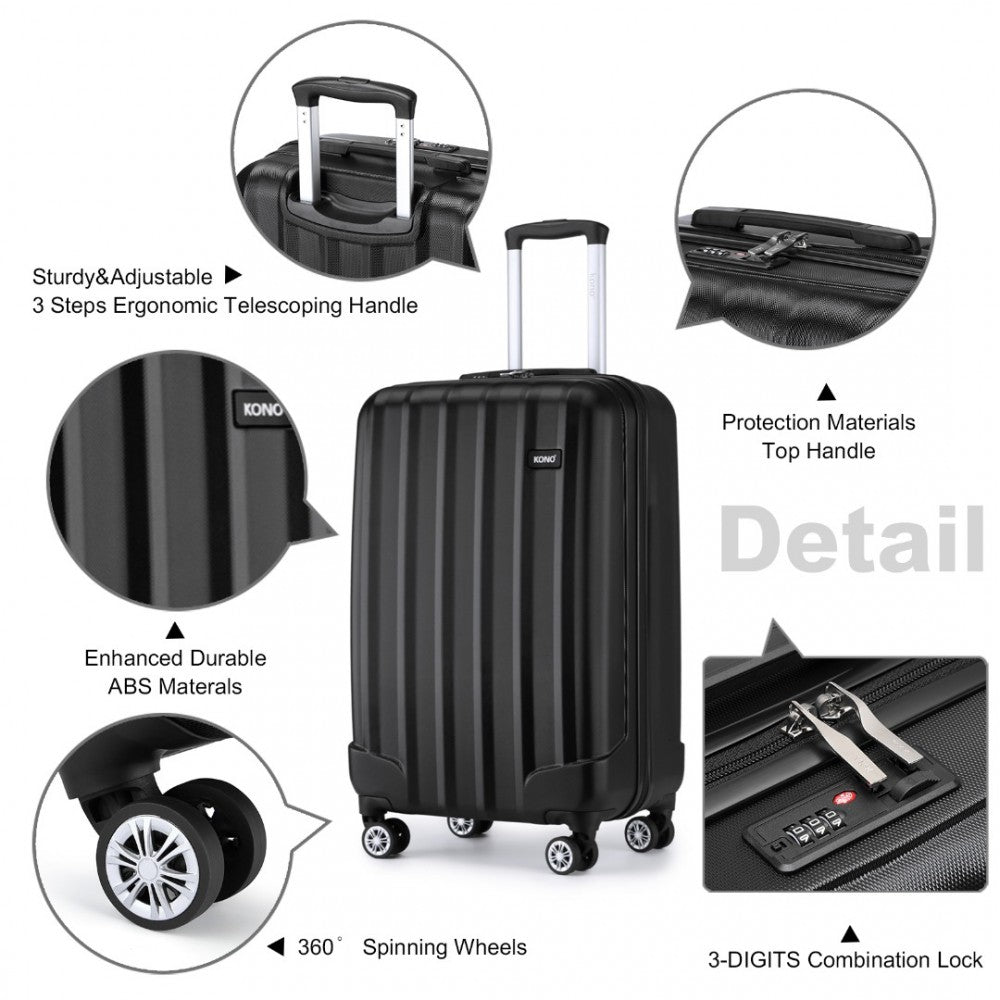 Kono 19 Inch Cabin Size ABS Hardshell Suitcase With Vertical Stripes