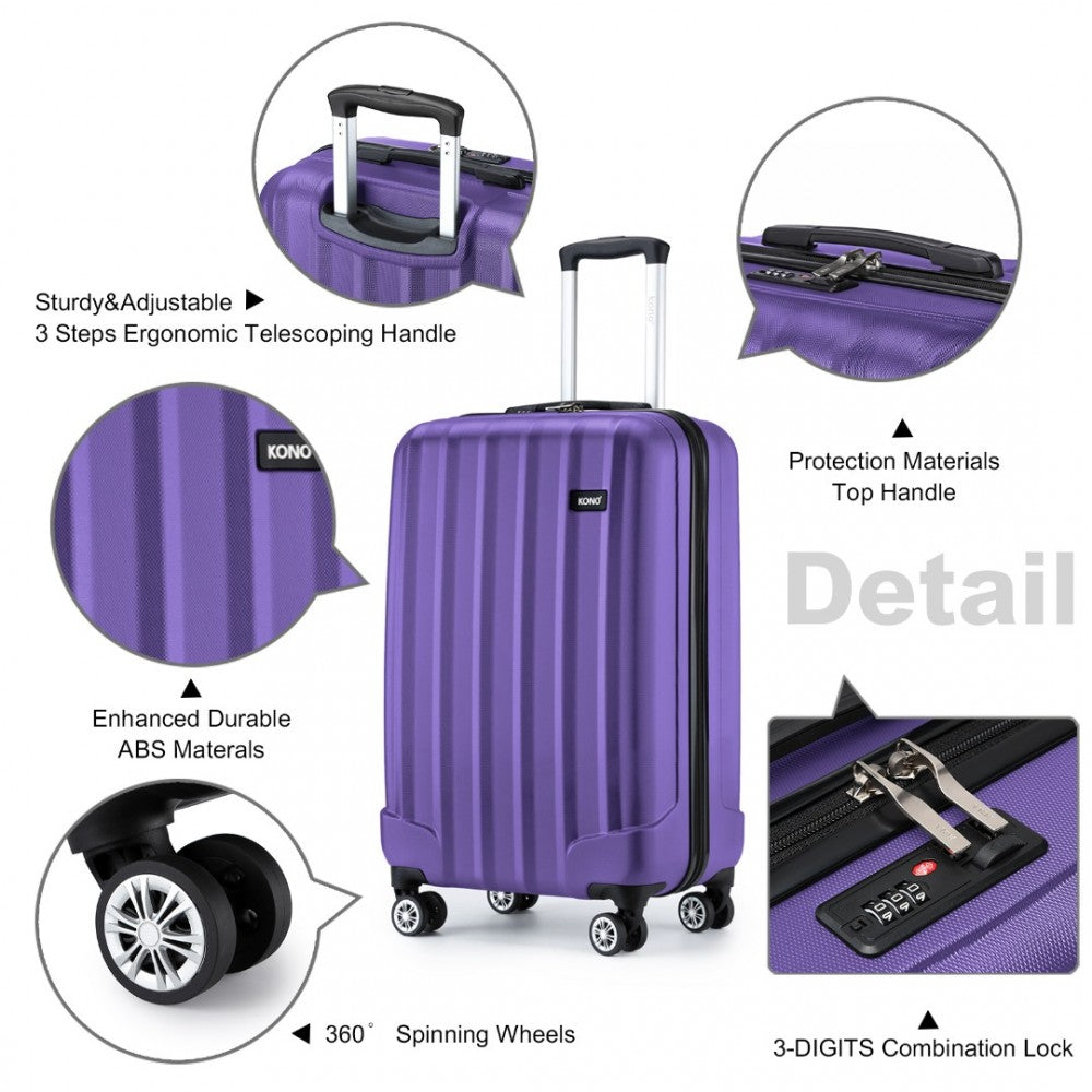 Kono 19 Inch Cabin Size ABS Hardshell Suitcase With Vertical Stripes