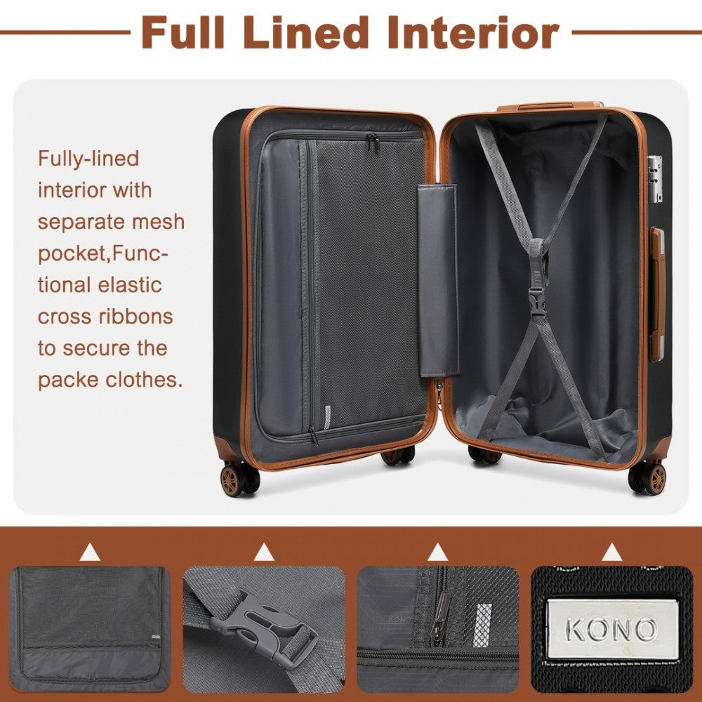 Kono 20 Inch Cabin Size Flexible Hard Shell ABS Suitcase With TSA Lock