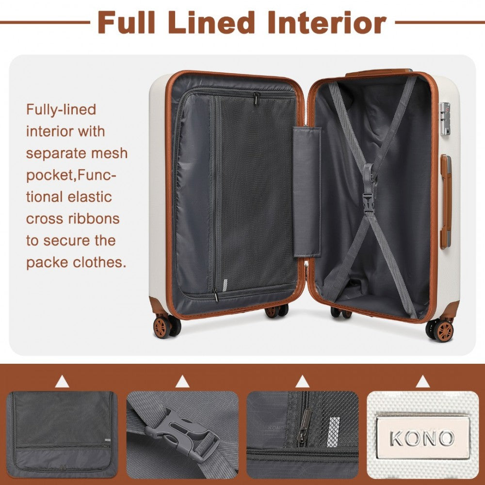 Kono 20 Inch Cabin Size Flexible Hard Shell ABS Suitcase With TSA Lock