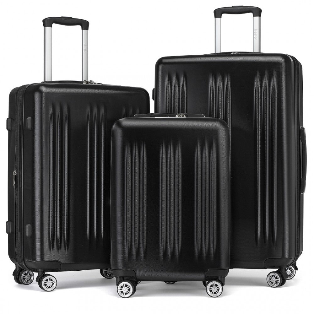 Kono 3 Piece Luggage Set 20/24/28 Inch Sleek Striped Expandable ABS + PC Suitcase With TSA Lock And Four Spinner Wheels