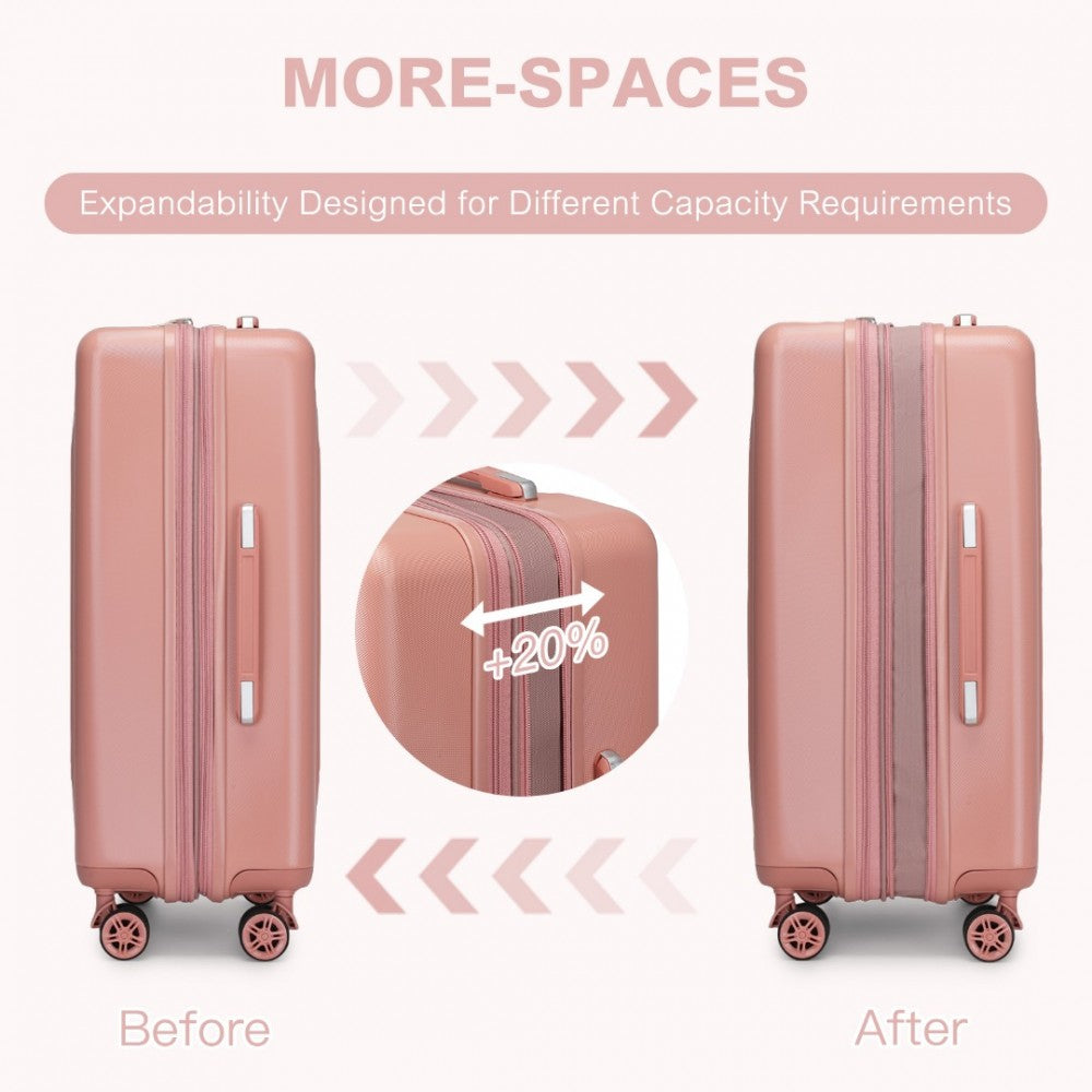 Kono 3 Piece Luggage Set 20/24/28 Inch Sleek Striped Expandable ABS + PC Suitcase With TSA Lock And Four Spinner Wheels