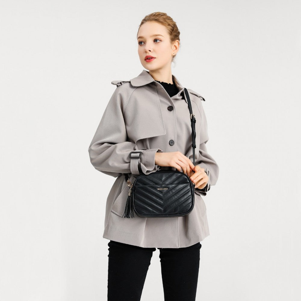 Miss LuLu Lightweight Quilted Leather Crossbody Bag