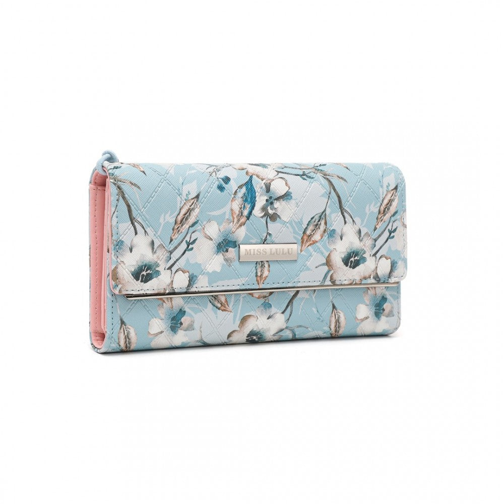 Miss LuLu Ladies' Flower Printed PU Leather Long Purse