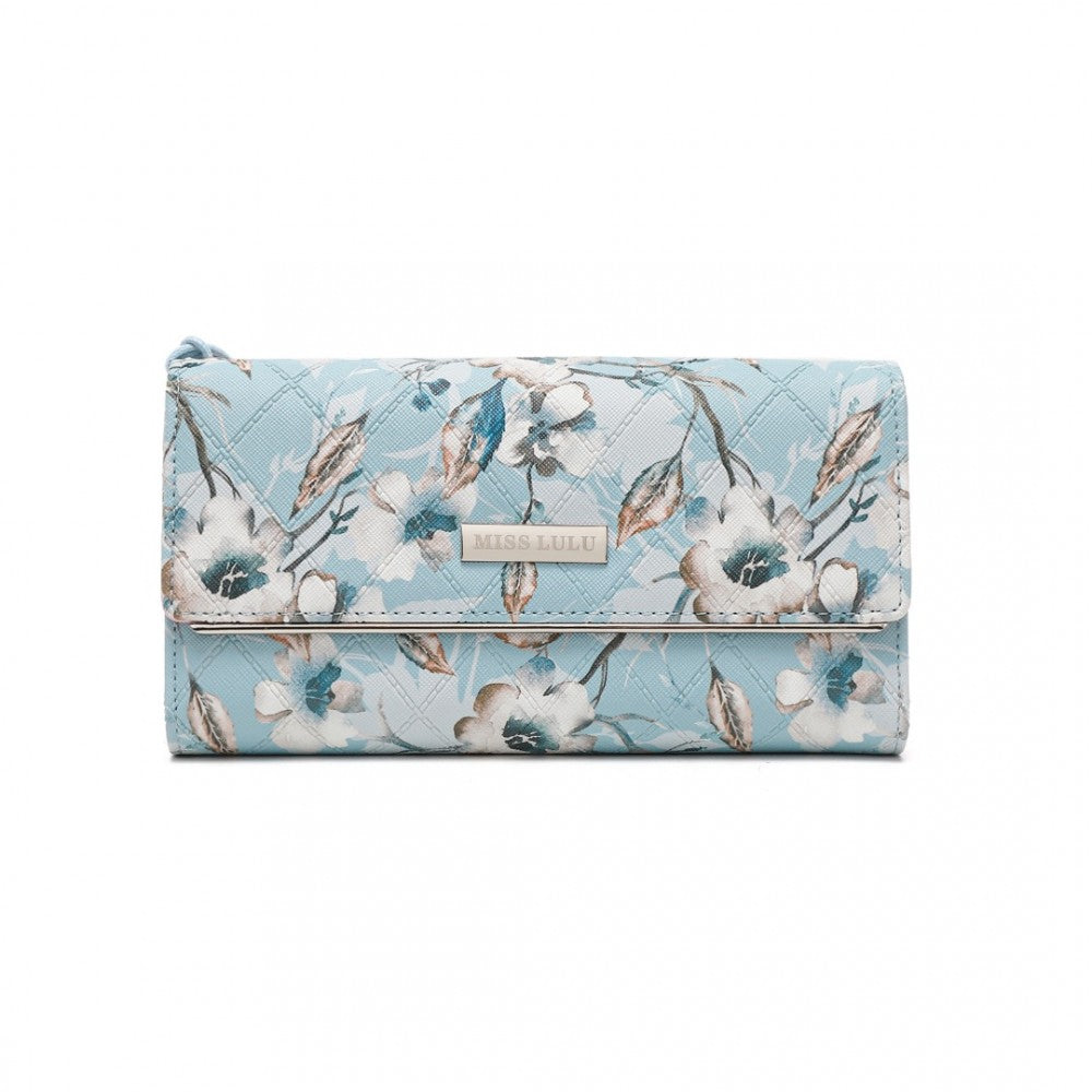 Miss LuLu Ladies' Flower Printed PU Leather Long Purse