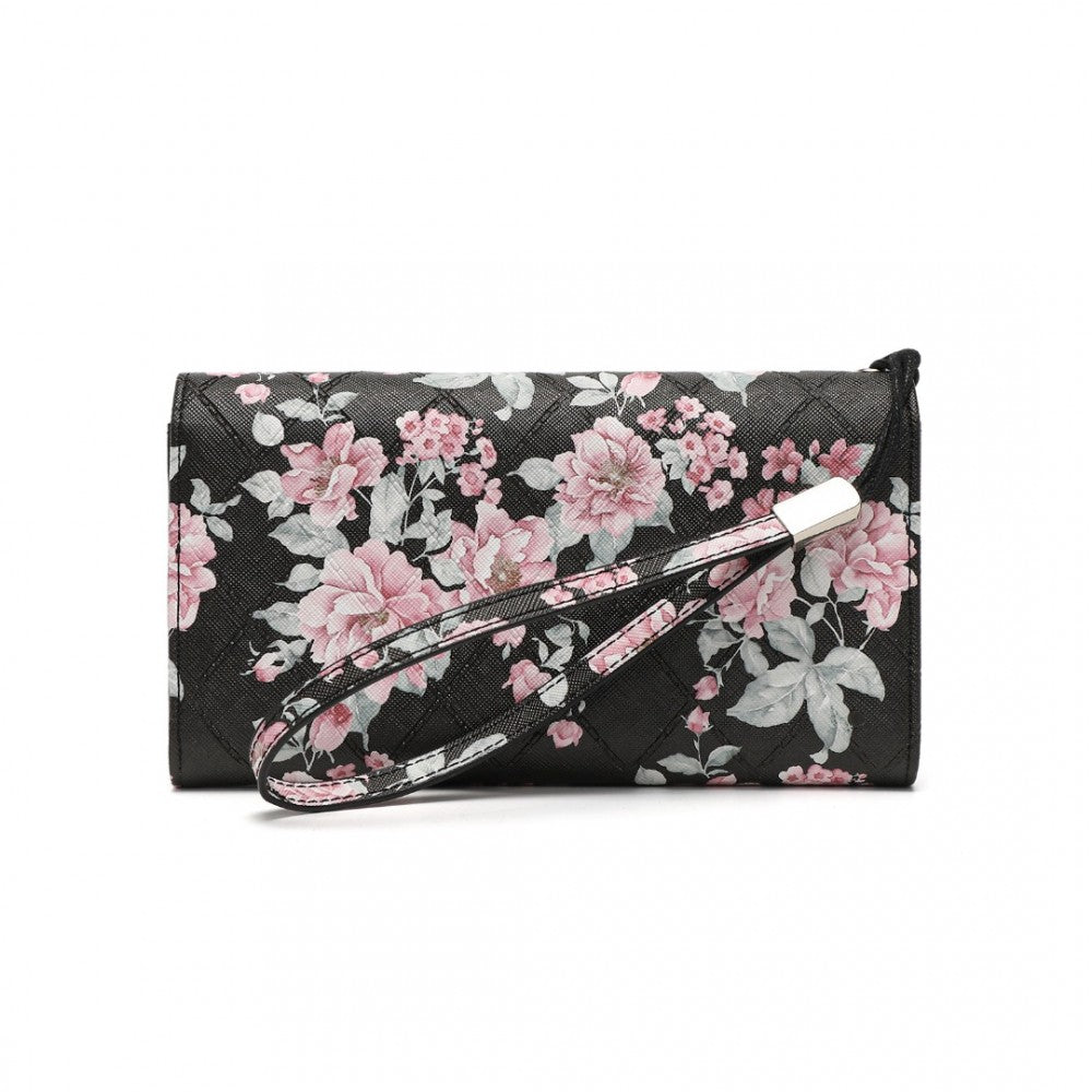 Miss LuLu Ladies' Flower Printed PU Leather Long Purse