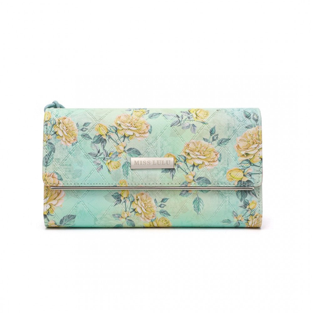 Miss LuLu Ladies' Flower Printed PU Leather Long Purse