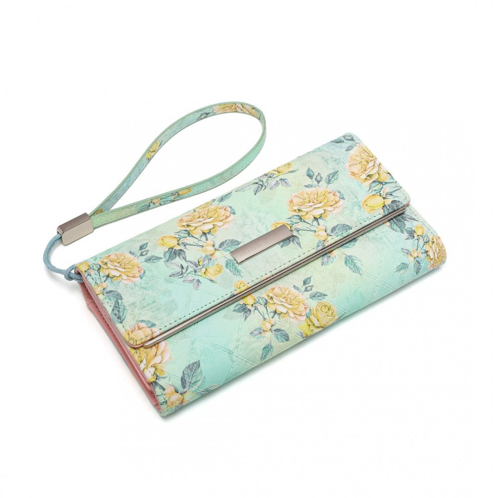 Miss LuLu Ladies' Flower Printed PU Leather Long Purse