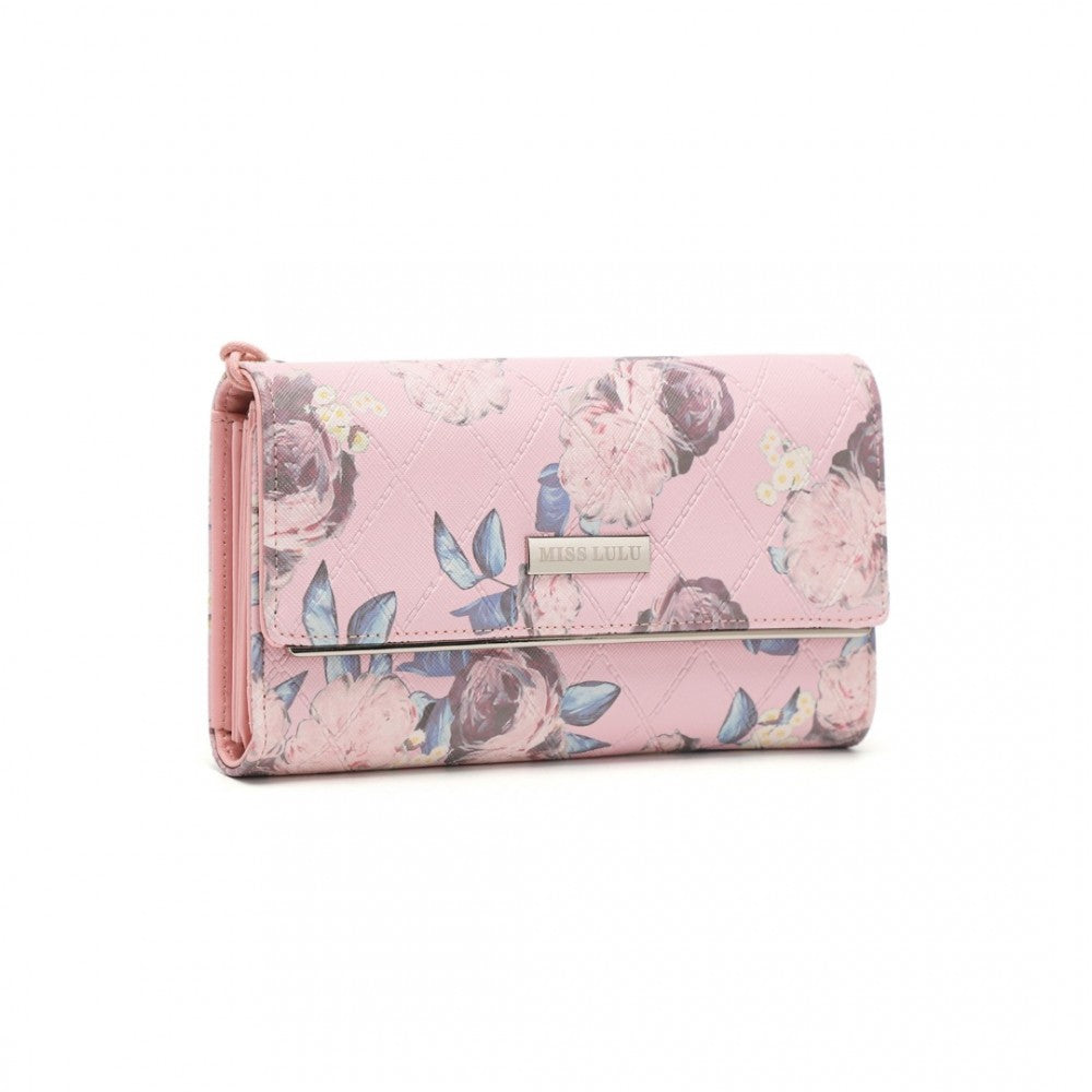 Miss LuLu Ladies' Flower Printed PU Leather Long Purse