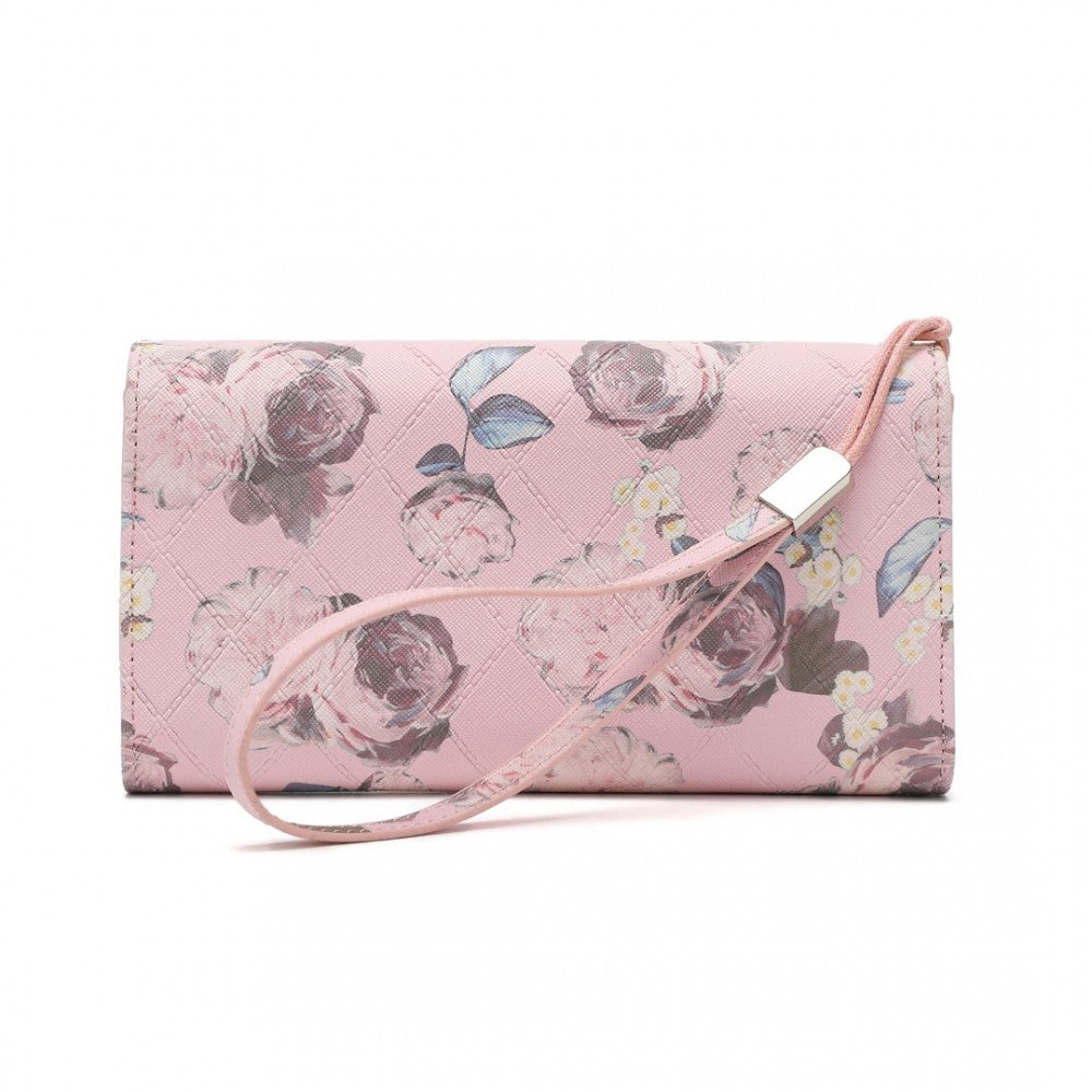 Miss LuLu Ladies' Flower Printed PU Leather Long Purse