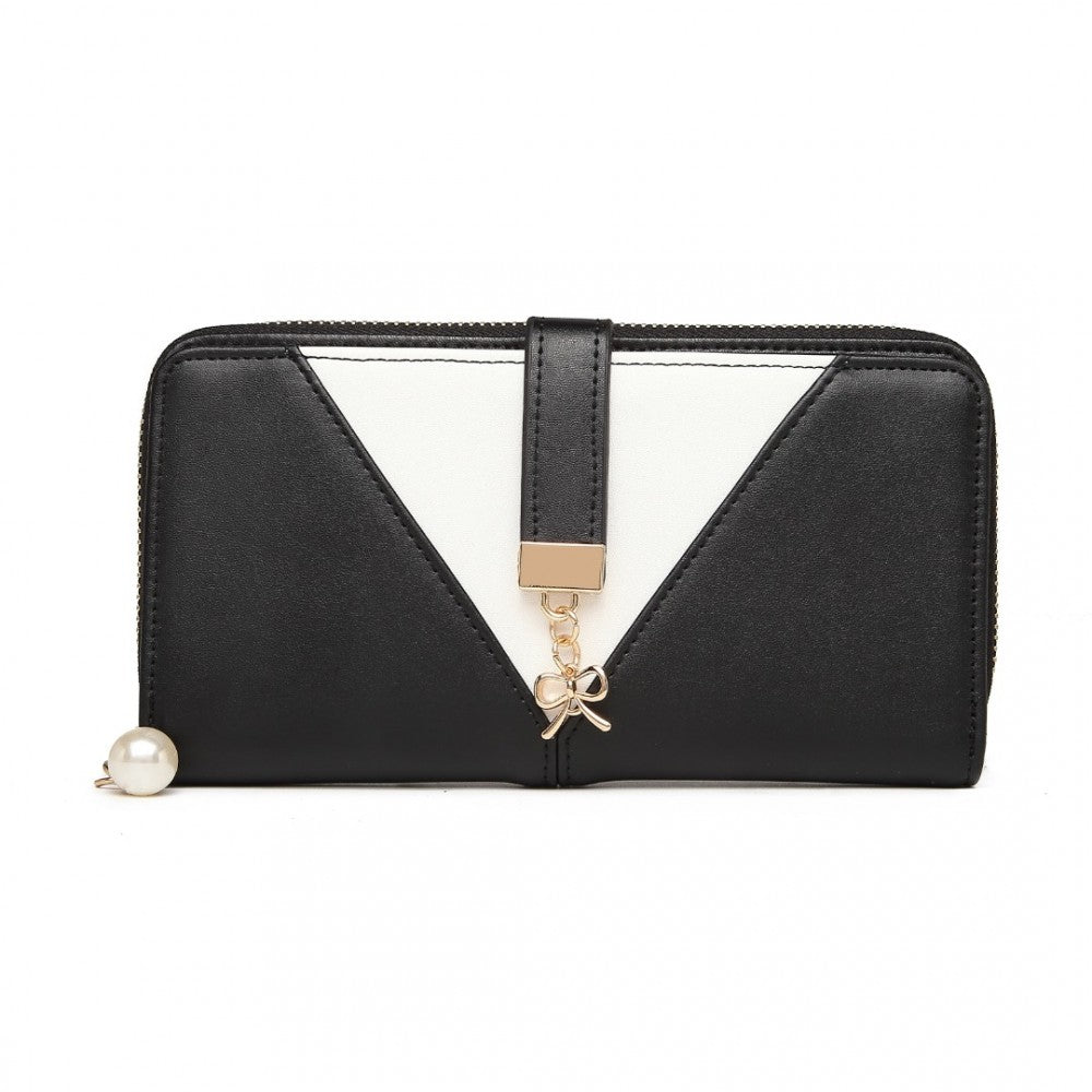 Miss LuLu Two Tone Woman's Leather Look Clutch Purse